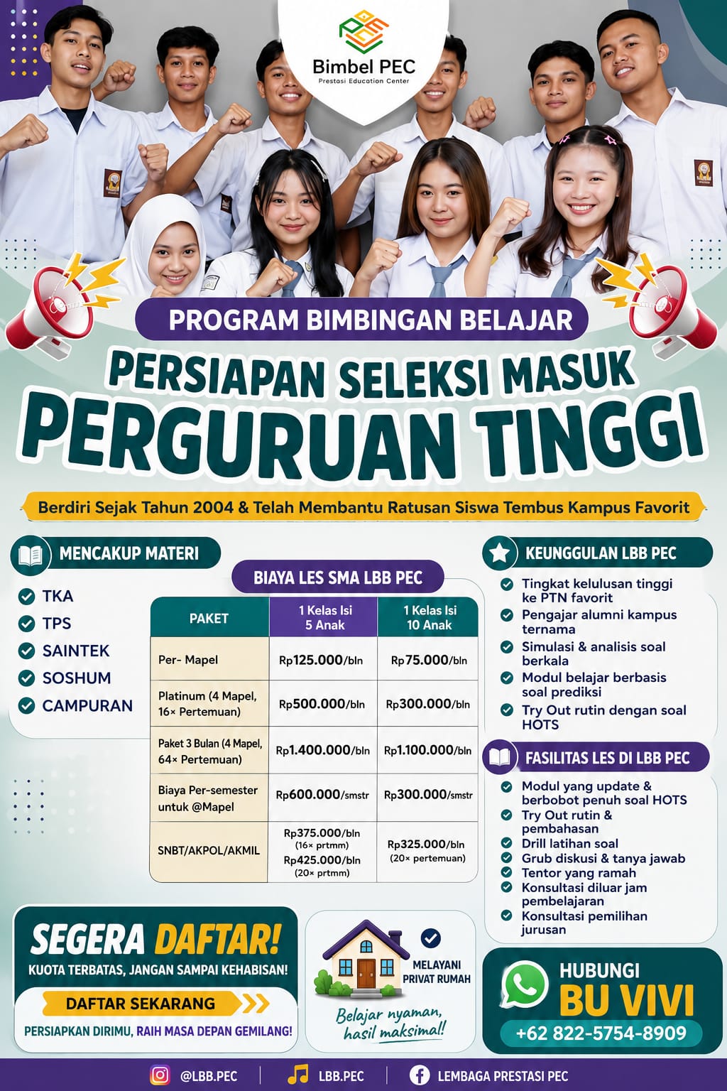 Pricelist Persiapan Masuk PTN